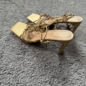 Chinese Laundry Gold Strappy Heels